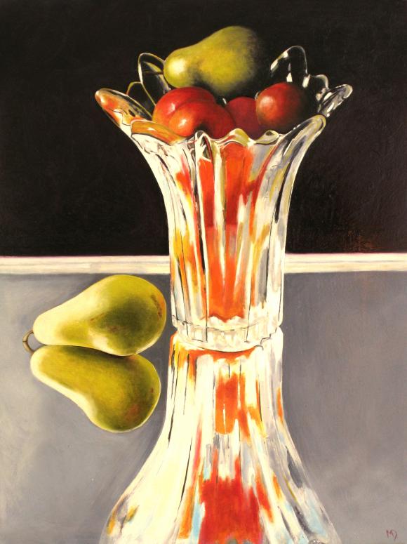 Glass vase with fruit by Martin Davis